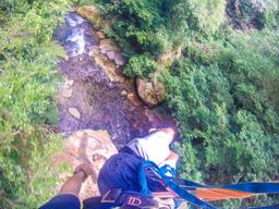 aerial view of the river from the white river canyon zip line rincon de la vieja
